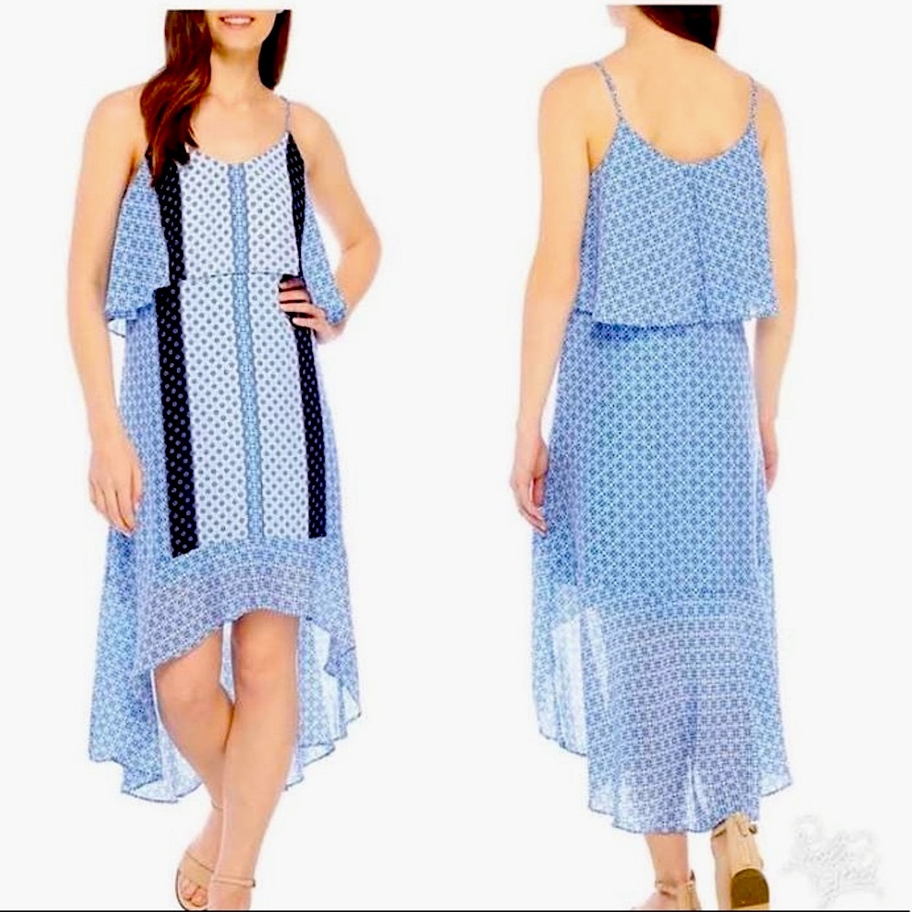Kaari Blue Hi Low Dress Curvy 2X